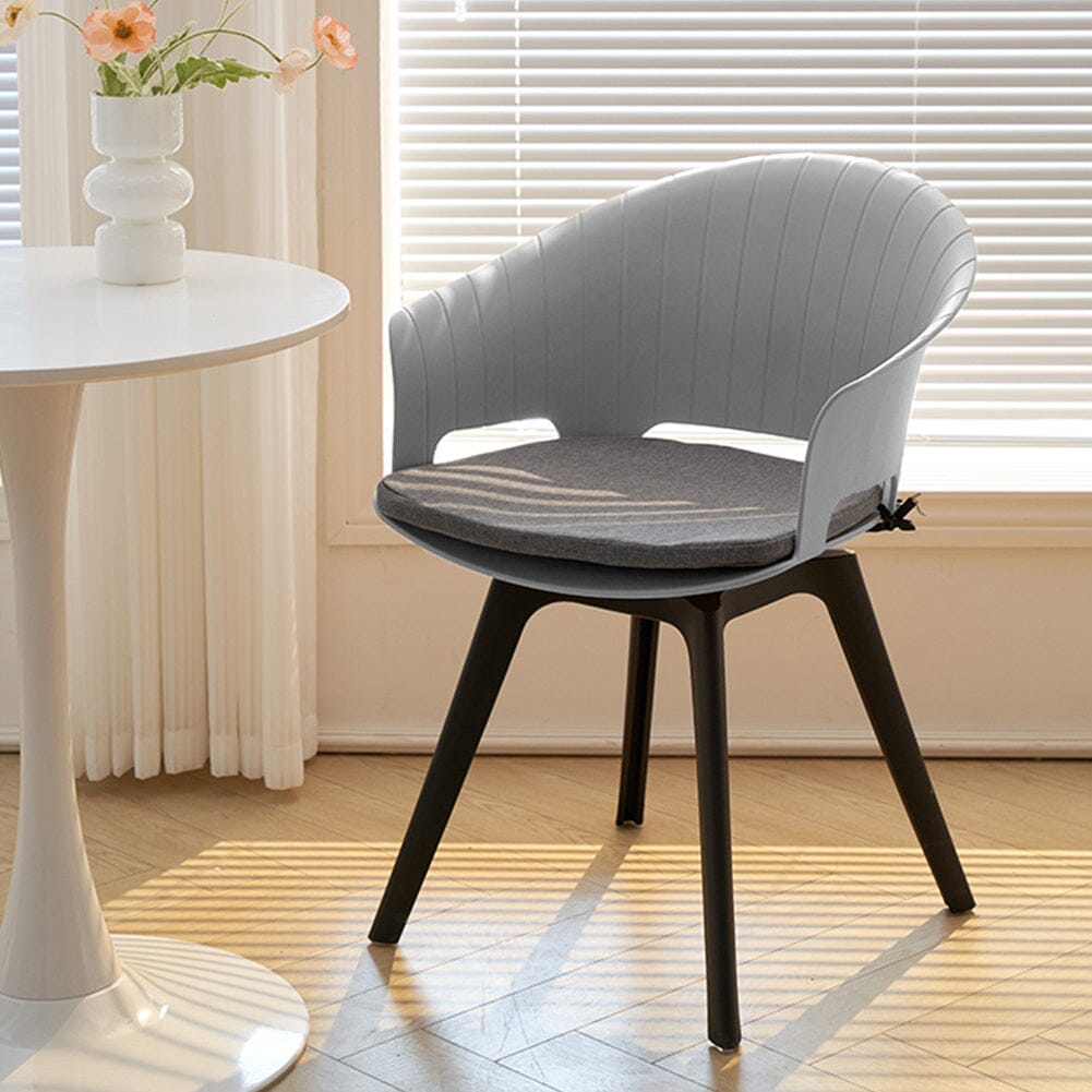Versatile Gray Swivel Plastic Chairs, Set of Four, Durable and Lightweight Living and Home