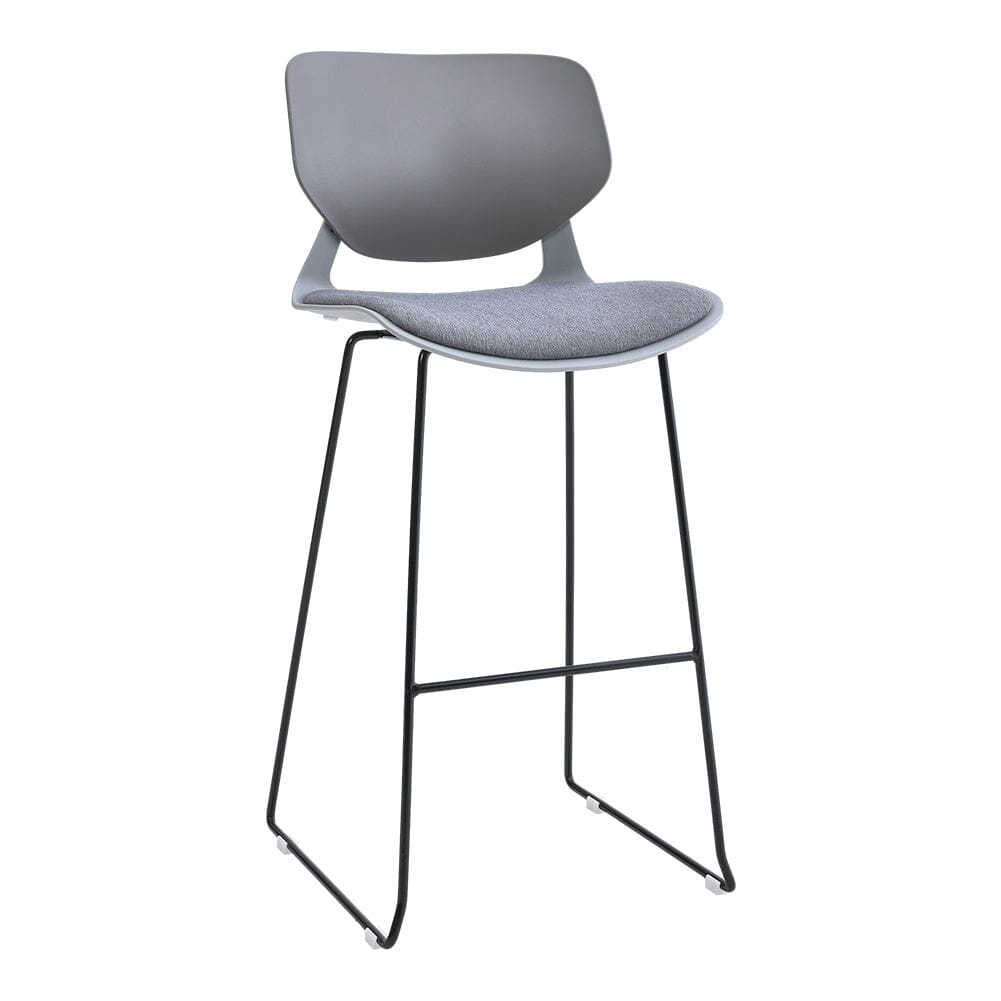 Modern Gray Plastic Bar Stools with Black Painted Legs, Set of Two Living and Home