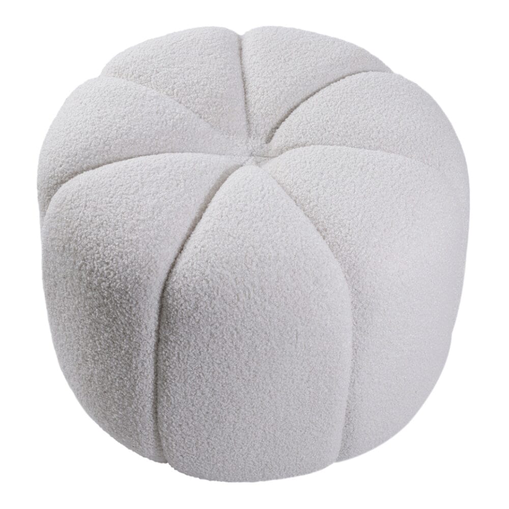 Round Shape Teddy Fabric Footstool Living and Home