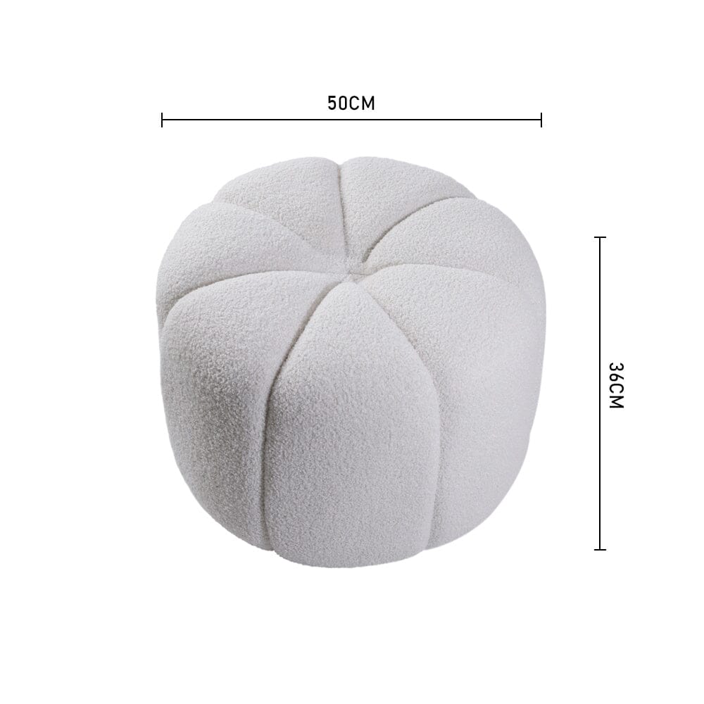 Round Shape Teddy Fabric Footstool Living and Home