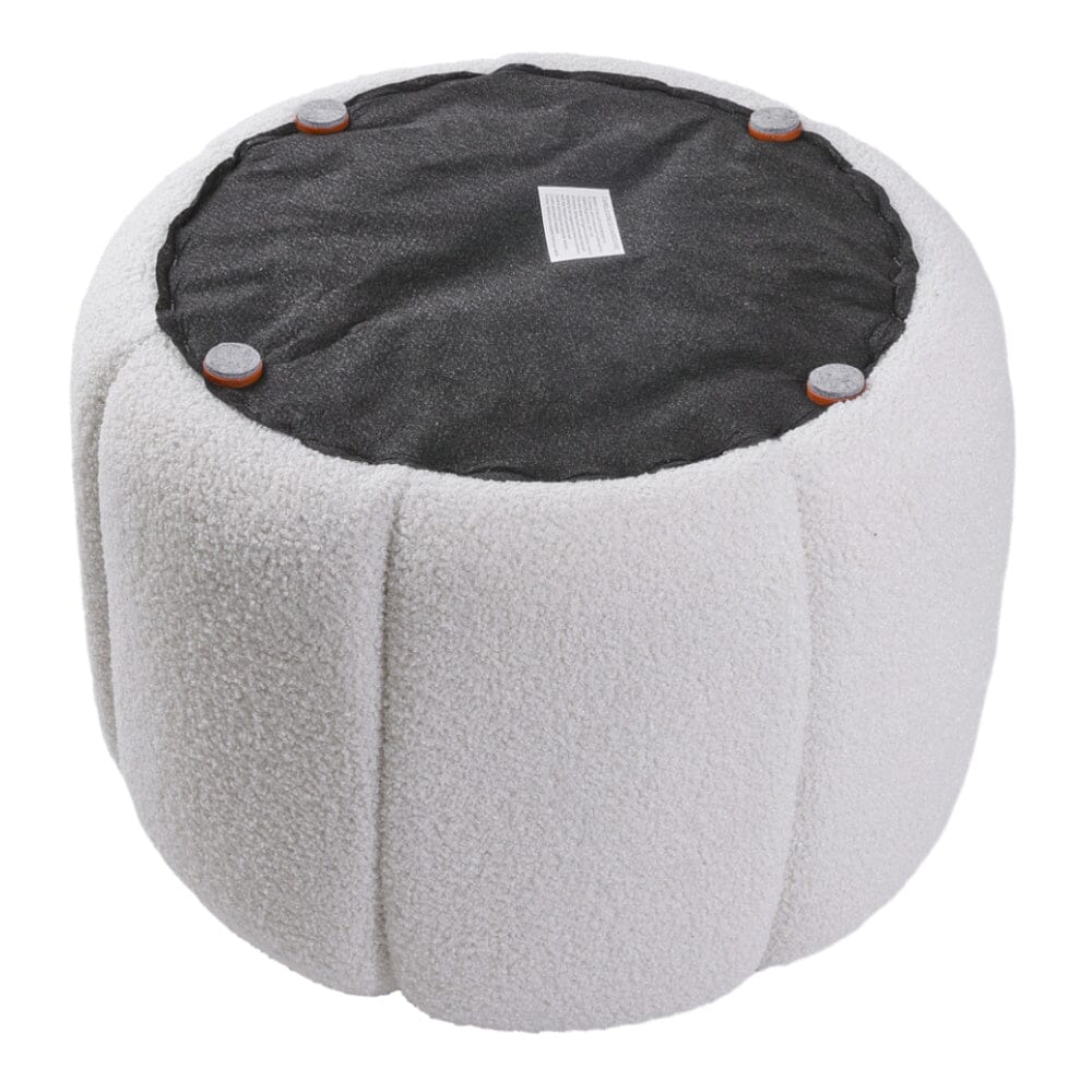 Round Shape Teddy Fabric Footstool Living and Home
