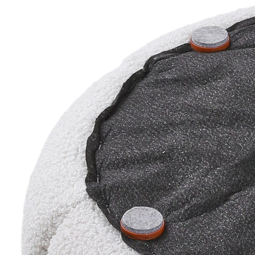 Round Shape Teddy Fabric Footstool Living and Home