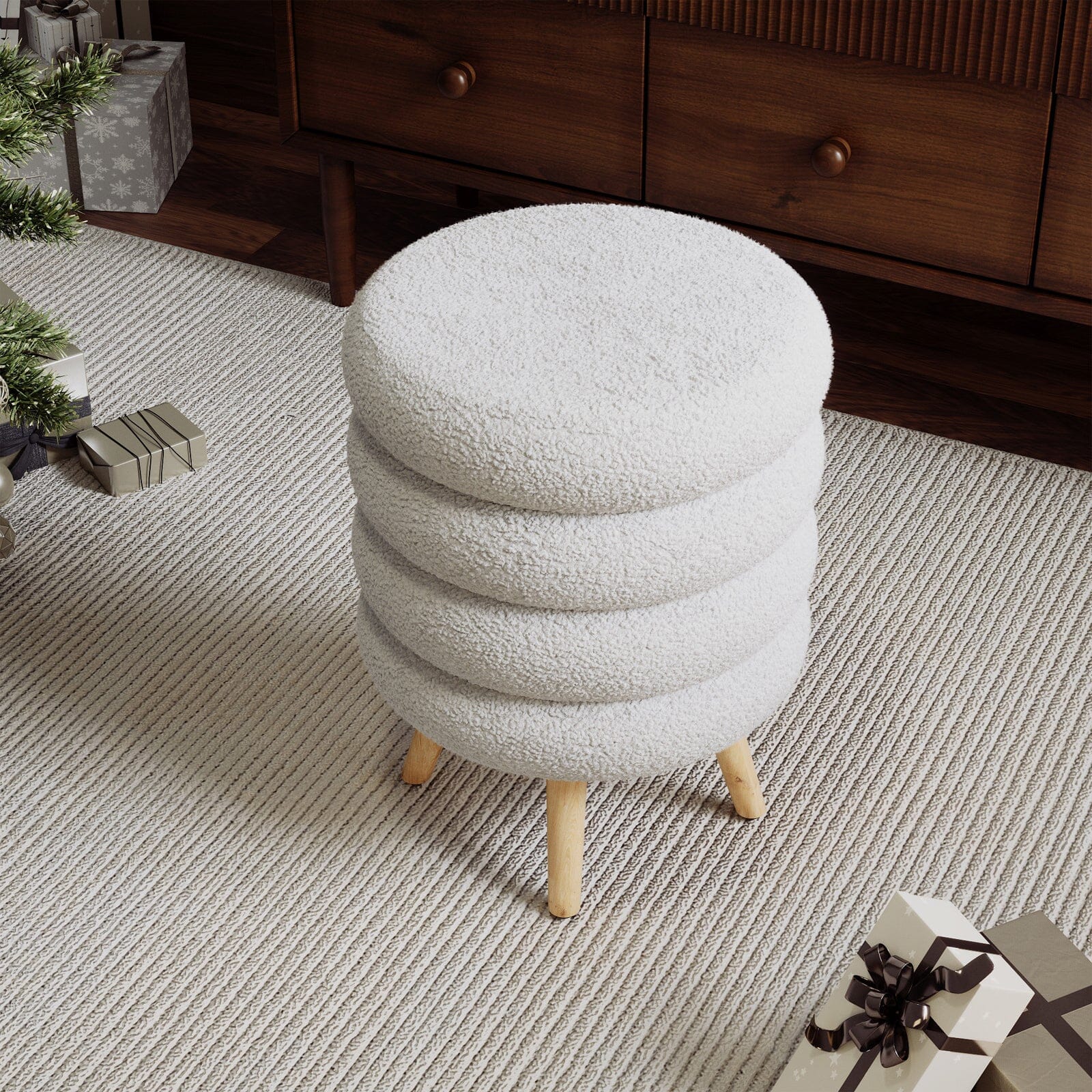 Creative Teddy Bear Fabric Footstool with 4 Wood Legs Footstools Living and Home