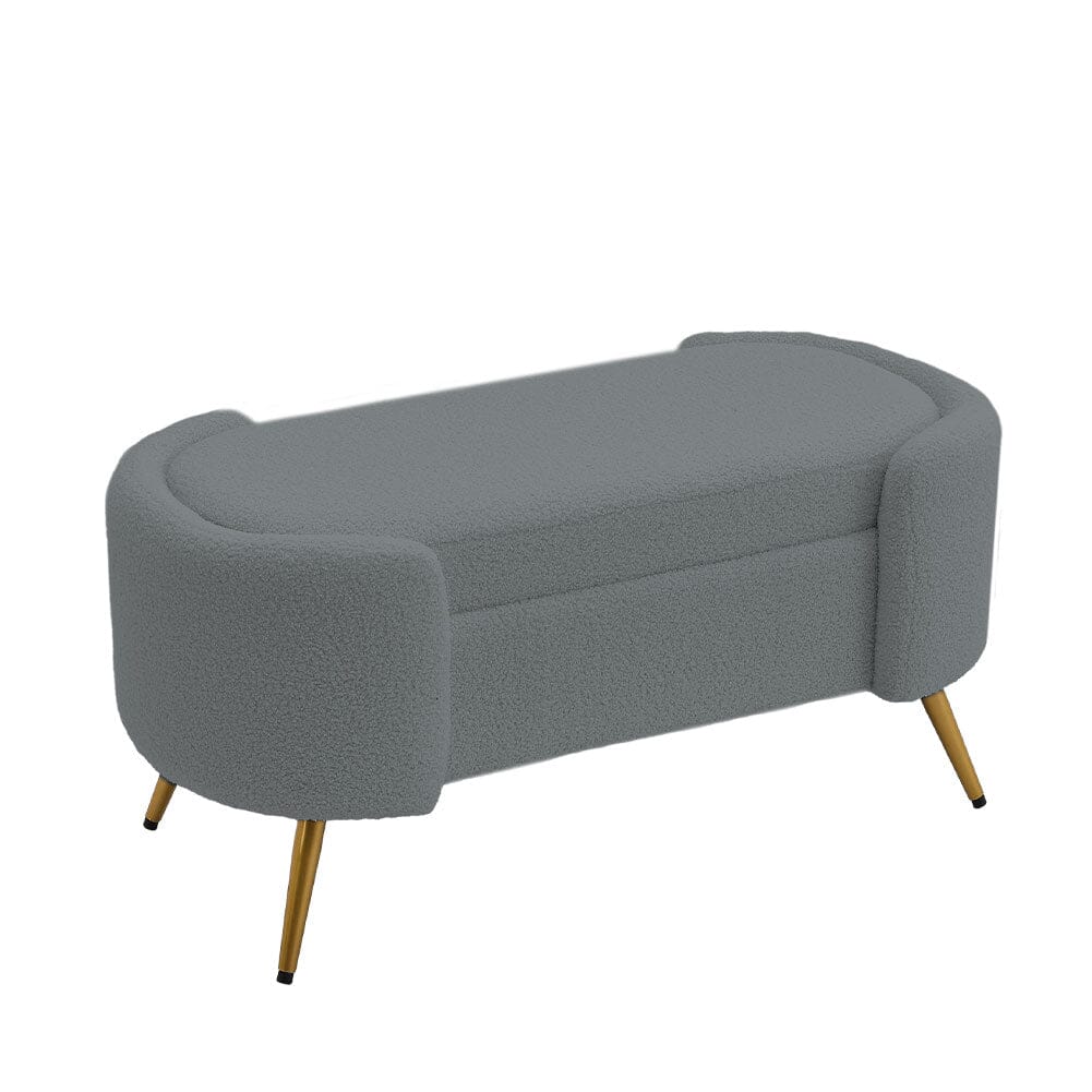 Modern White Upholstered Accent Bench with Stainless Steel Legs Benches Living and Home