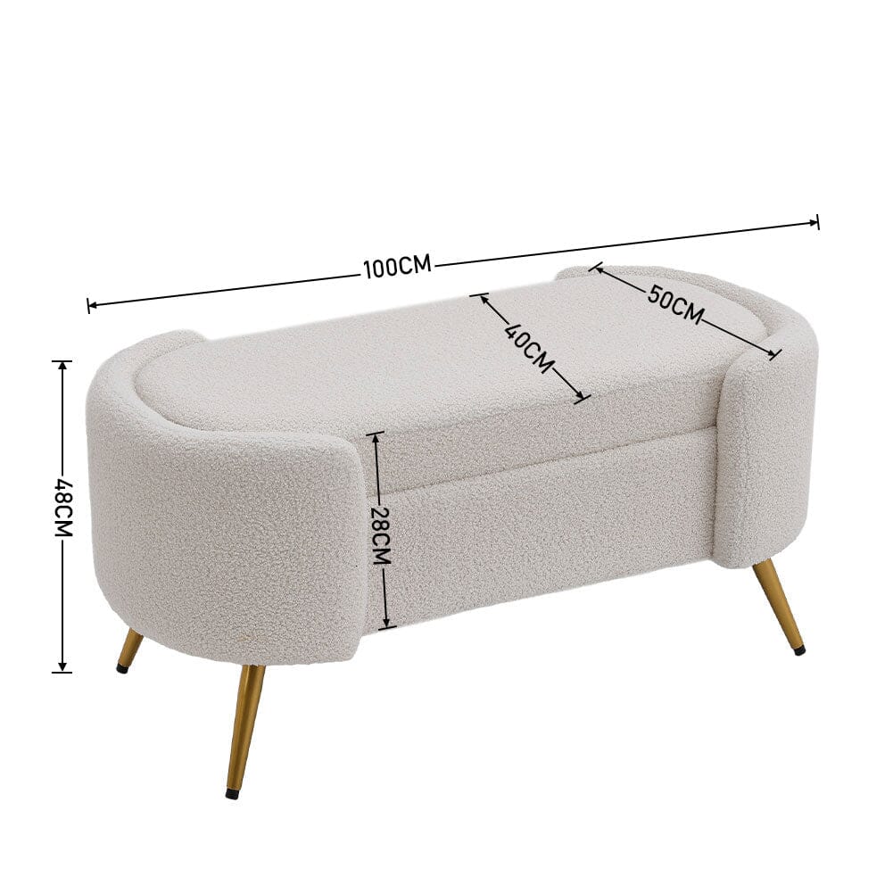 Modern White Upholstered Accent Bench with Stainless Steel Legs Benches Living and Home