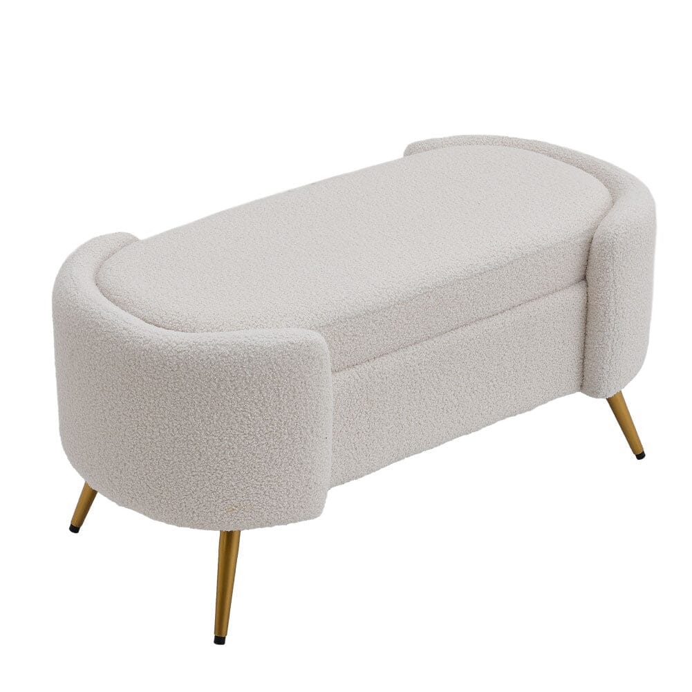 Modern White Upholstered Accent Bench with Stainless Steel Legs Benches Living and Home