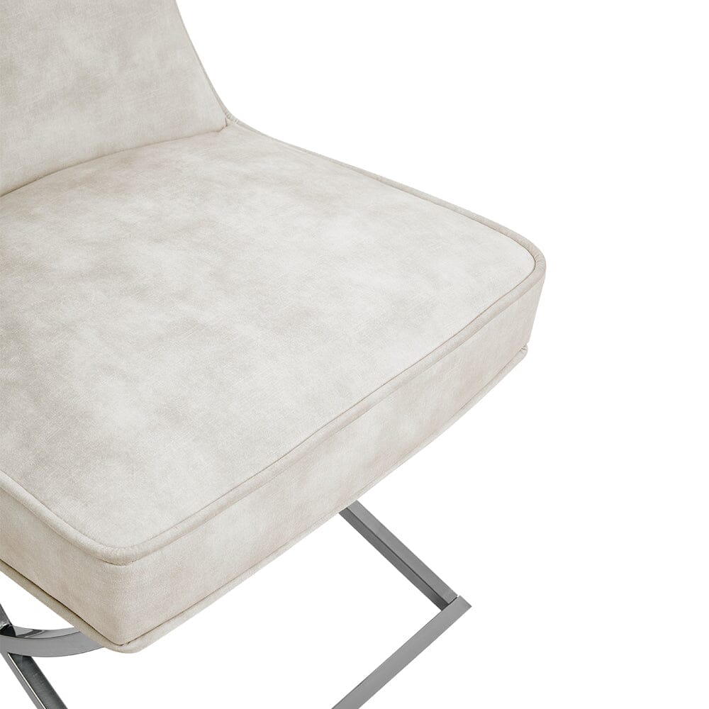 Set of 2 Beige High Back Dining Chairs with velvet Upholstered Dining Chairs Living and Home