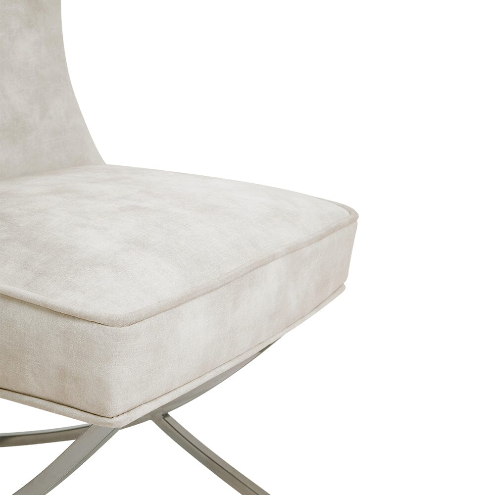 Set of 2 Beige High Back Dining Chairs with velvet Upholstered Dining Chairs Living and Home