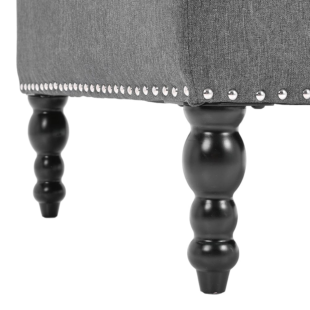 Square Linen Tufted Upholstered Ottoman with Storage Storage Footstools & Benches Living and Home