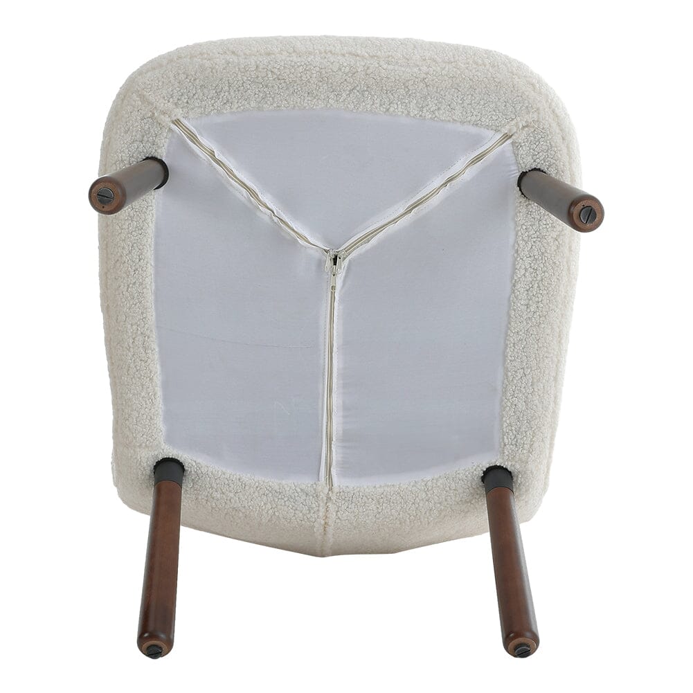 Modern White Lamb Wool Armchair with Ottoman Set Lounge Chair with Footstool Lounge Chairs Living and Home