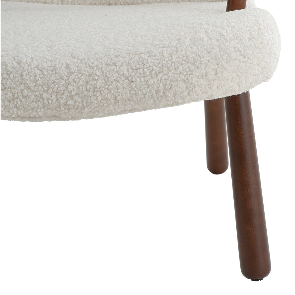 Modern White Lamb Wool Armchair with Ottoman Set Lounge Chair with Footstool Lounge Chairs Living and Home