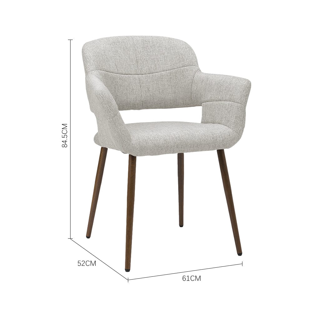 Set of 2 Grey Linen Dining Chair with Metal Legs Dining Chairs Living and Home