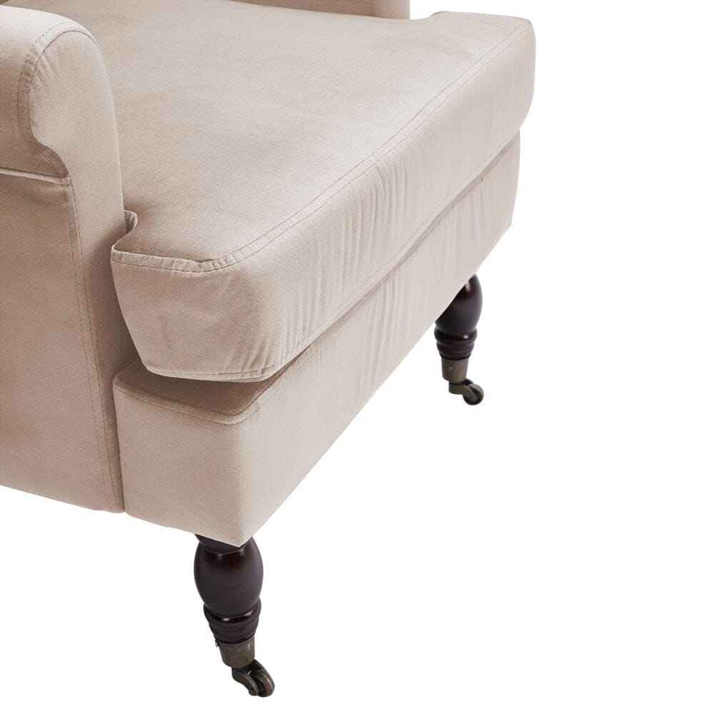 Contemporary Velvet upholstered Armchair with Casters Armchair Living and Home
