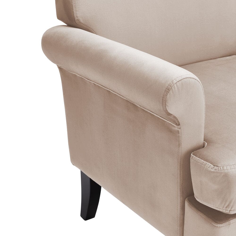 Contemporary Velvet upholstered Armchair with Casters Armchair Living and Home
