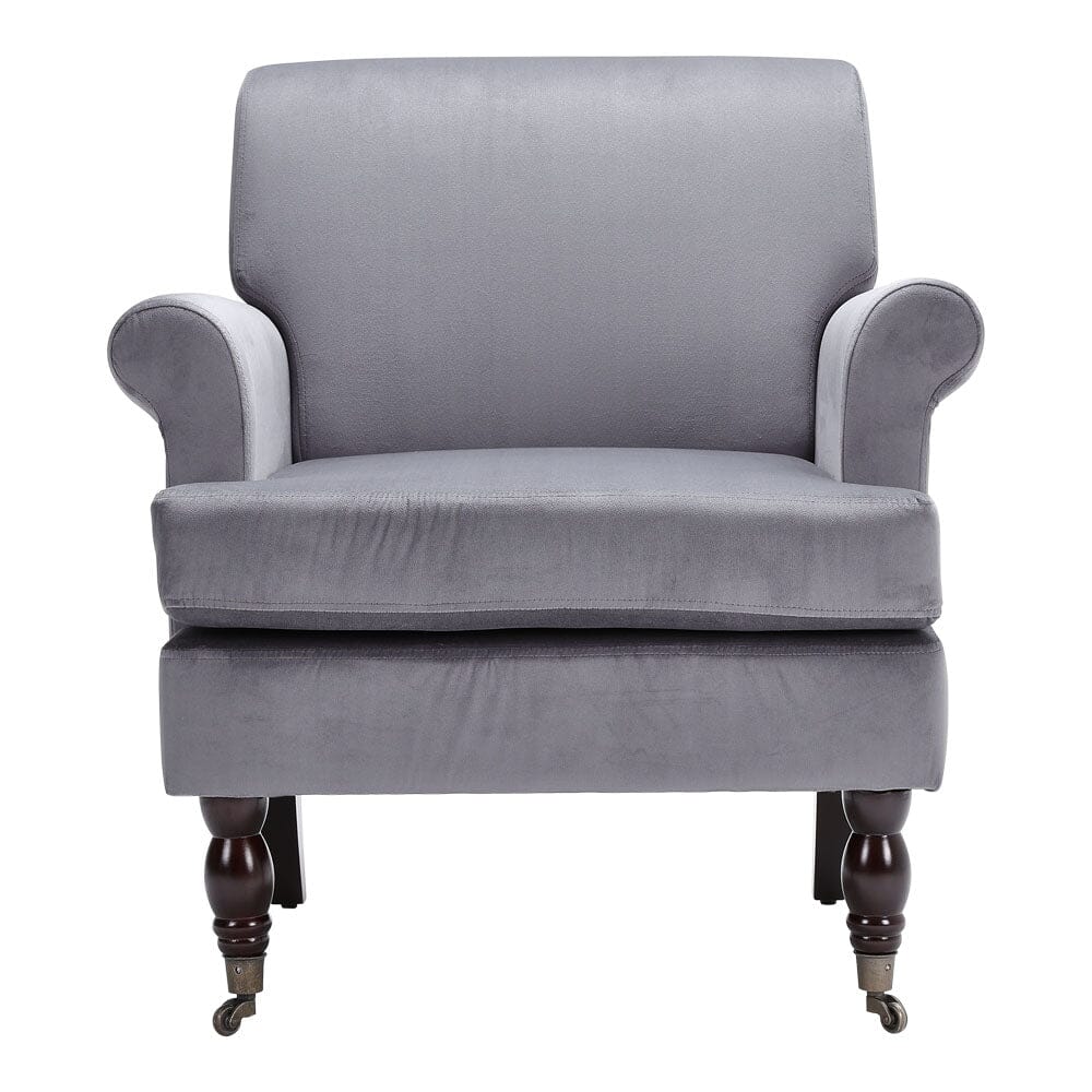 Contemporary Velvet upholstered Armchair with Casters Armchair Living and Home