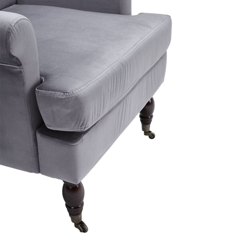 Contemporary Velvet upholstered Armchair with Casters Armchair Living and Home