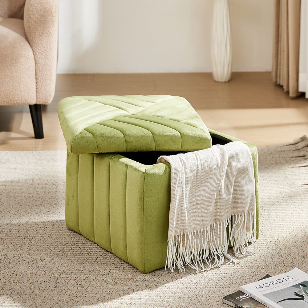 Upholstered Velvet Storage Ottoman Footstool Living and Home