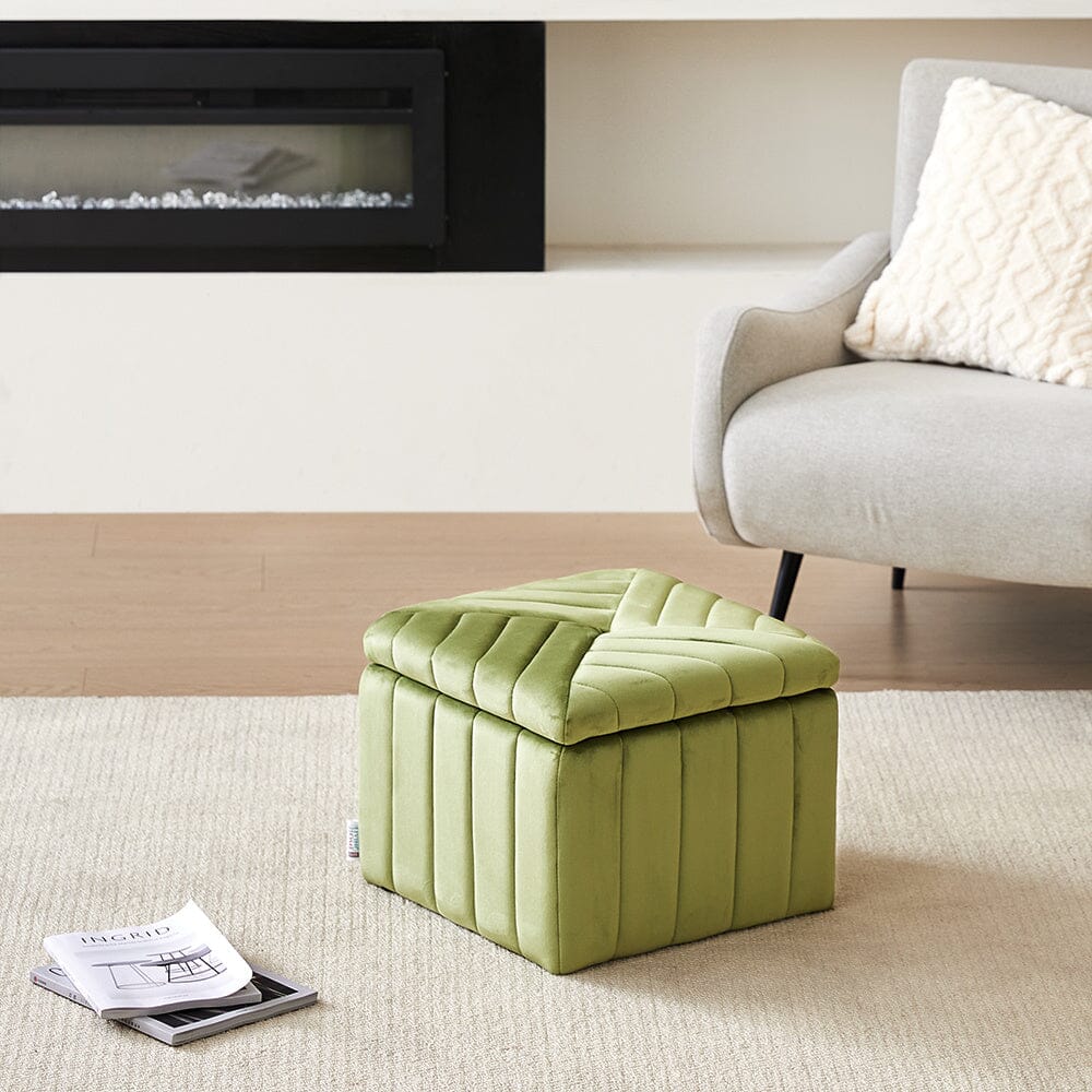 Upholstered Velvet Storage Ottoman Footstool Living and Home