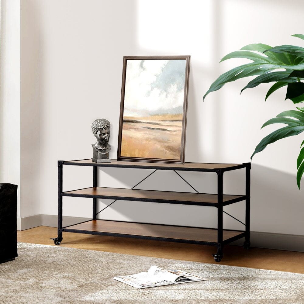 3-Tier Wood Storage Rack with Wheels Living and Home