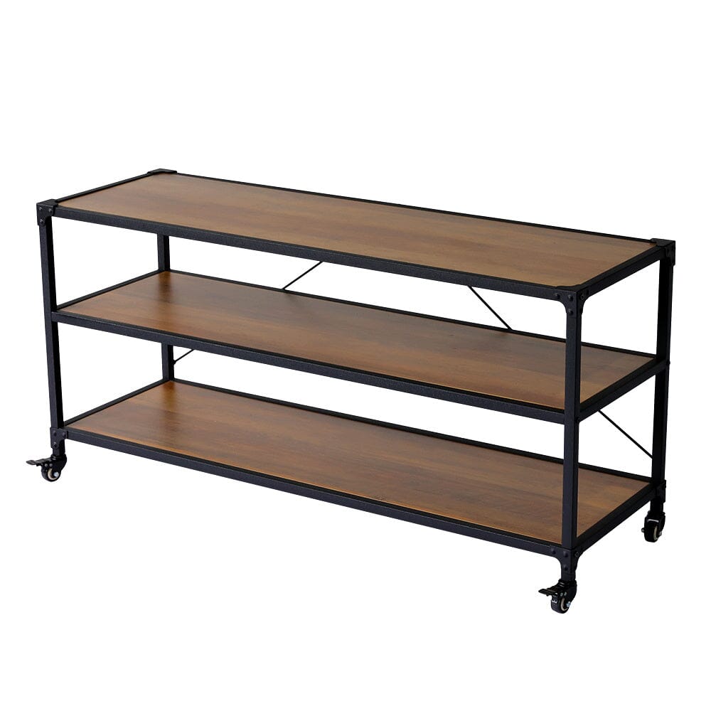 3-Tier Wood Storage Rack with Wheels Living and Home