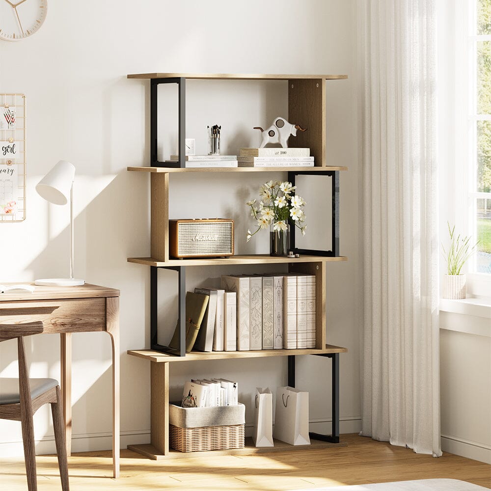 4-Tier Creative Wooden Bookshelf Living and Home