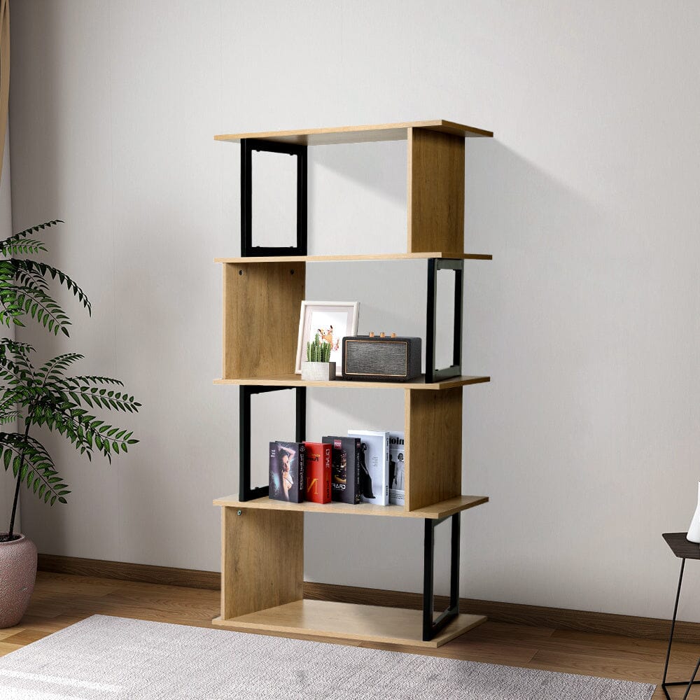 4-Tier Creative Wooden Bookshelf Living and Home