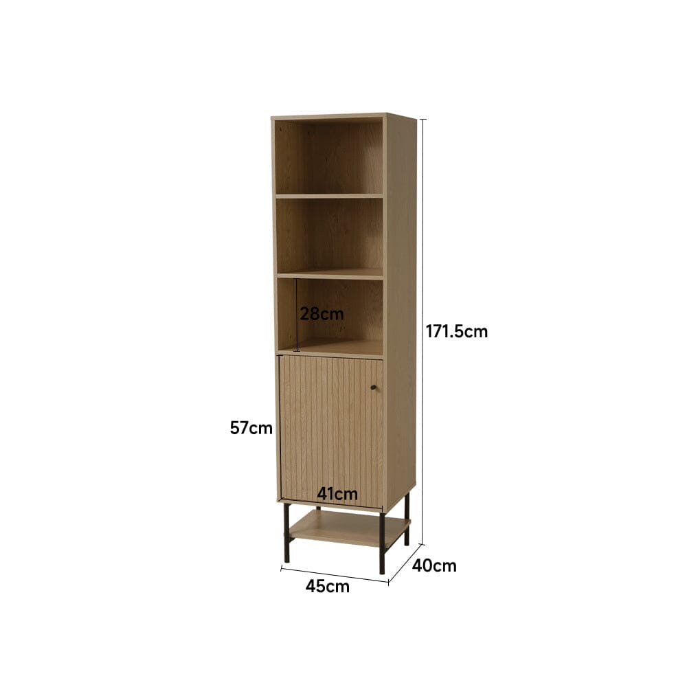 Freestanding Wooden Tall Cabinet with Bottom Shelf Living and Home