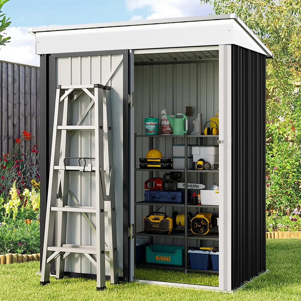 3X5 Metal Storage Shed with Rack Patio Garden Tool House Garden Sheds Living and Home