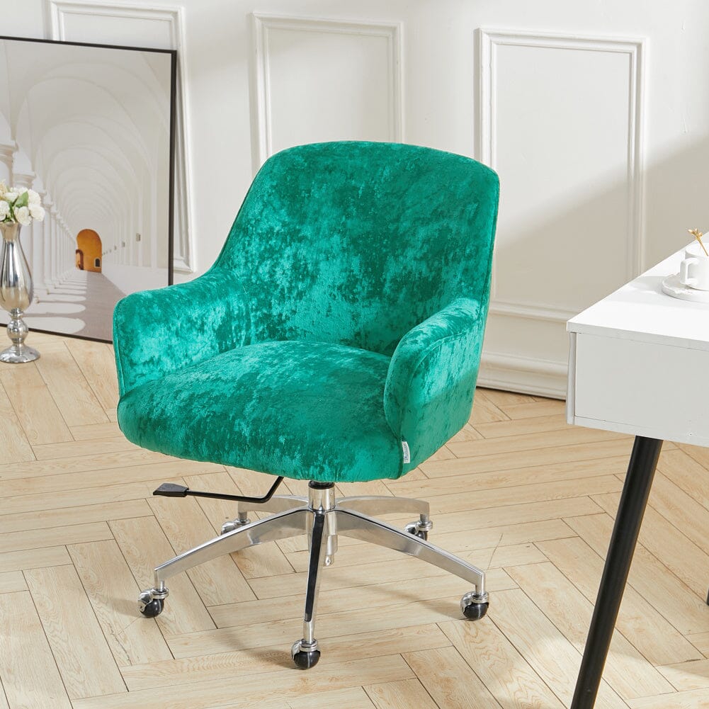 Velvet Upholstered Wheeled Swivel Office Chair Living and Home