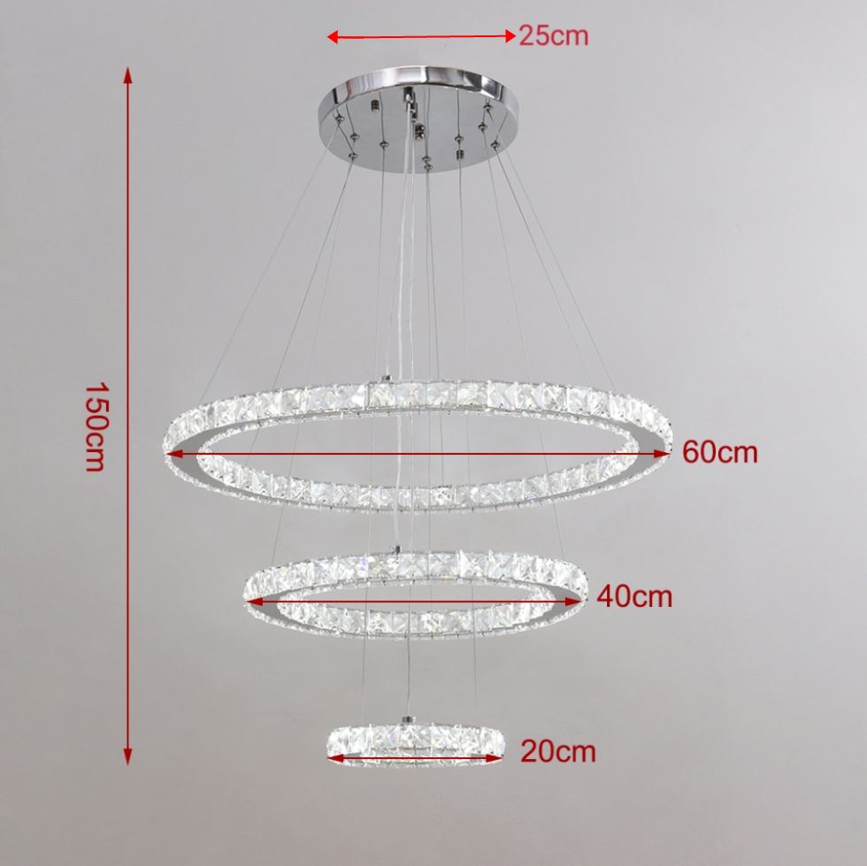 3 Rings Ceiling Light Crystal LED Chandelier Pendant Pendant Lights Living and Home