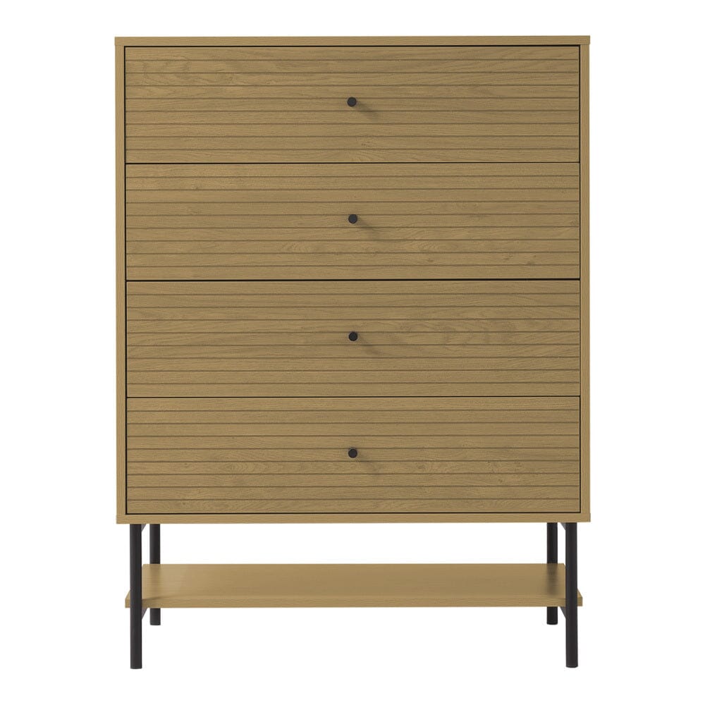 4-Tier Wooden Storage Cabinet with Bottom Shelf Living and Home