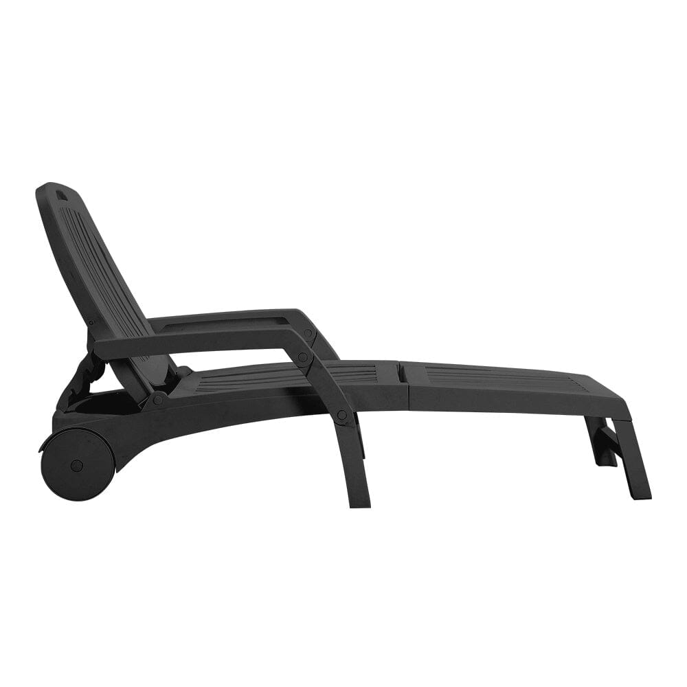 193cm D Outdoor Folding Lounge Chair Recliner with Wheels Sunloungers Living and Home