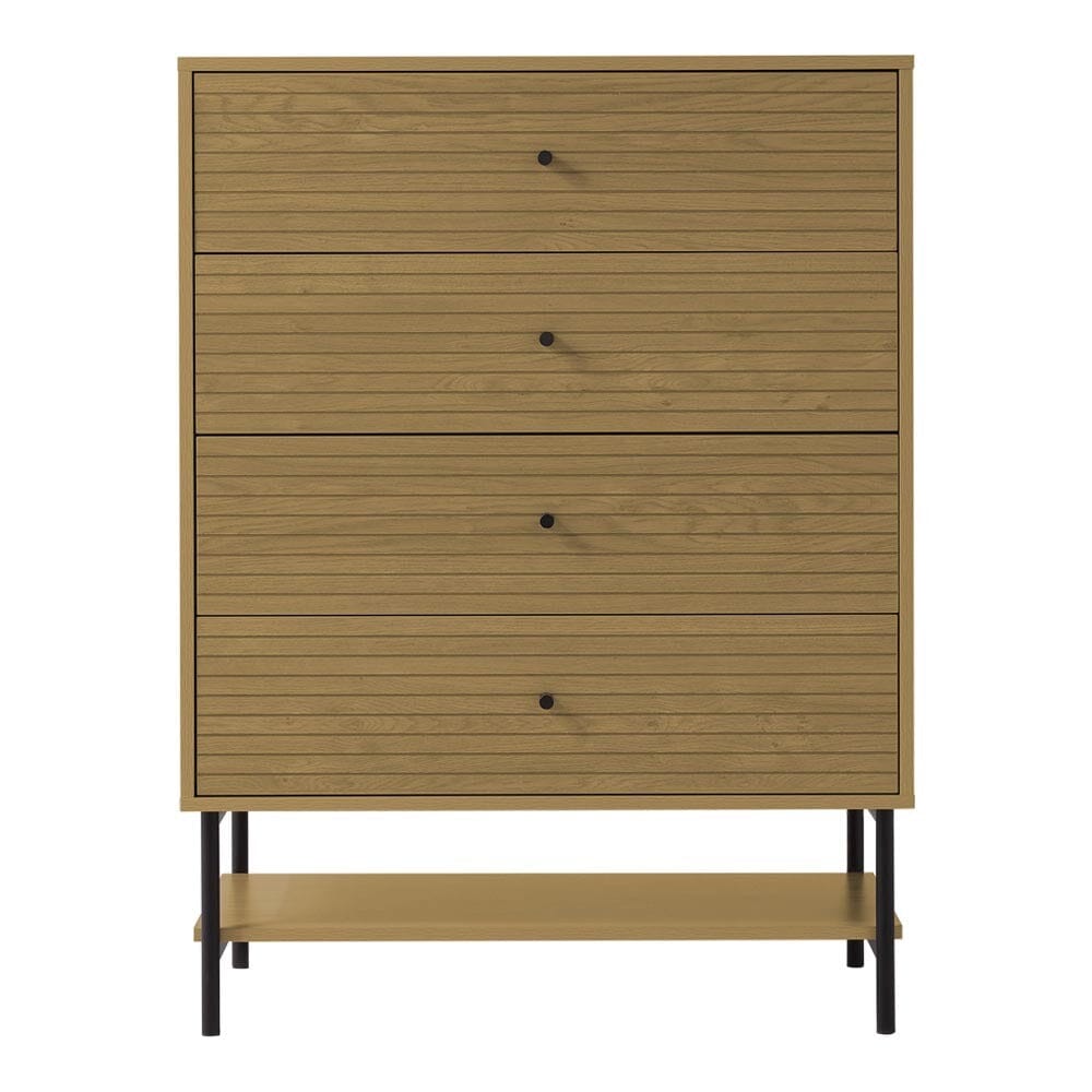 4-Tier Bedroom Chest Storage Cabinet with Bottom Shelf Living and Home