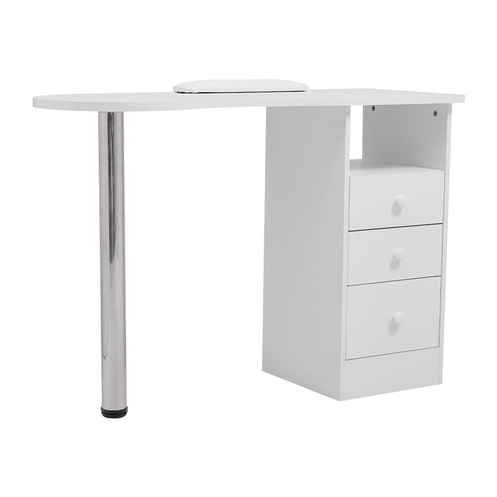 106cm White 3 Drawers Manicure Table with Metal Leg Dressing Tables Living and Home