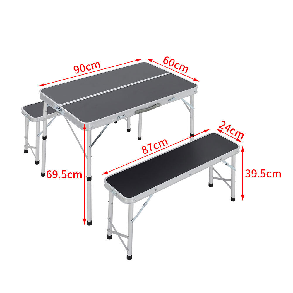 Outdoor Portable Folding Camping Table & Bench Set Outdoor Picnic Trestle Aluminium Seat Folding table set