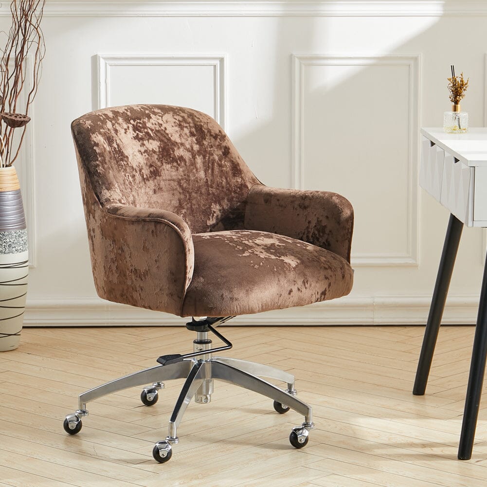 Velvet Upholstered Wheeled Swivel Office Chair Living and Home