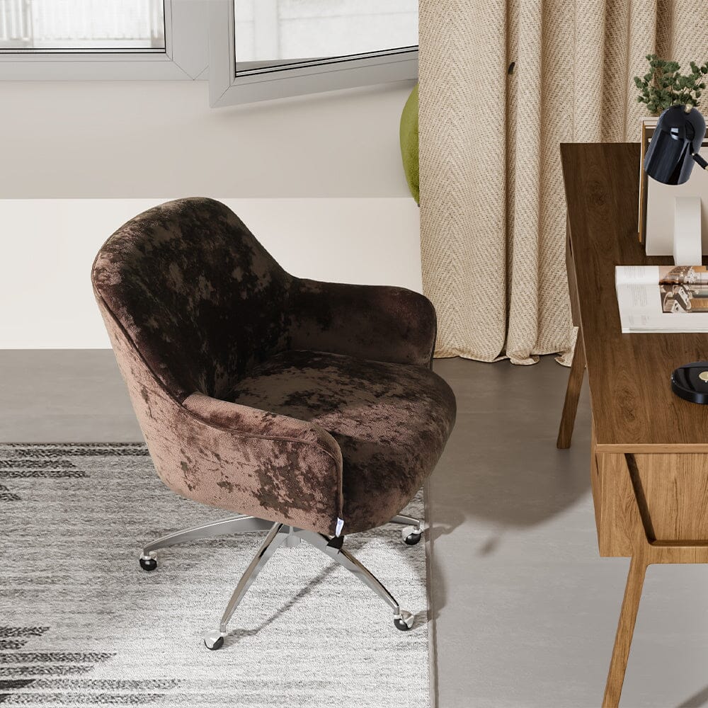 Velvet Upholstered Wheeled Swivel Office Chair Living and Home