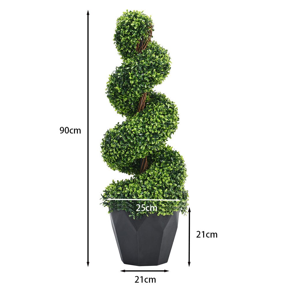 2 Pack Artificial Topiary Spiral Boxwood Tree Fake Plant Artificial Plants Living and Home