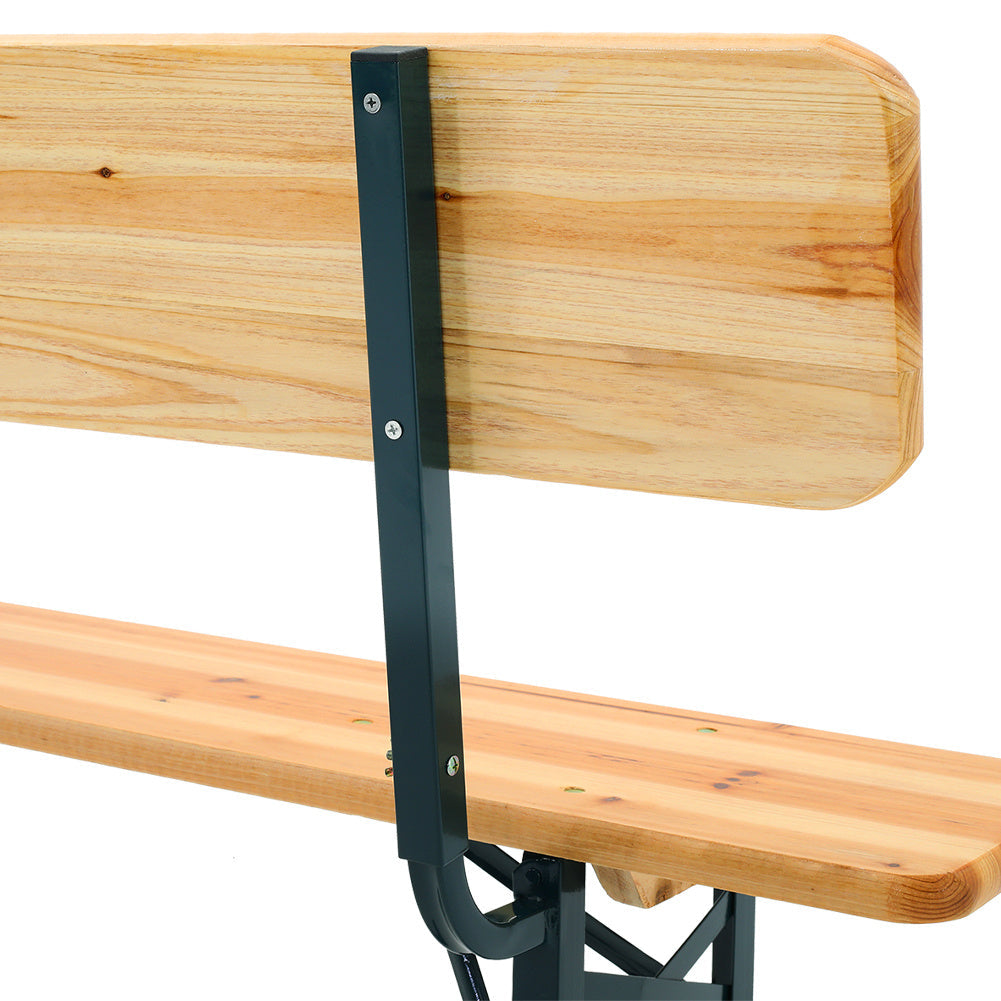 Set of 2 Folding Garden Benches with Backrest Cedar Wood Outdoor Bar Chairs