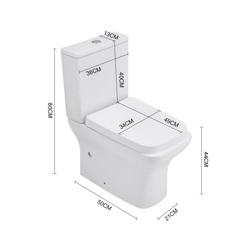 80cm H 2-Piece Elongated Square Toilet with Dual Flush Toilet Living and Home