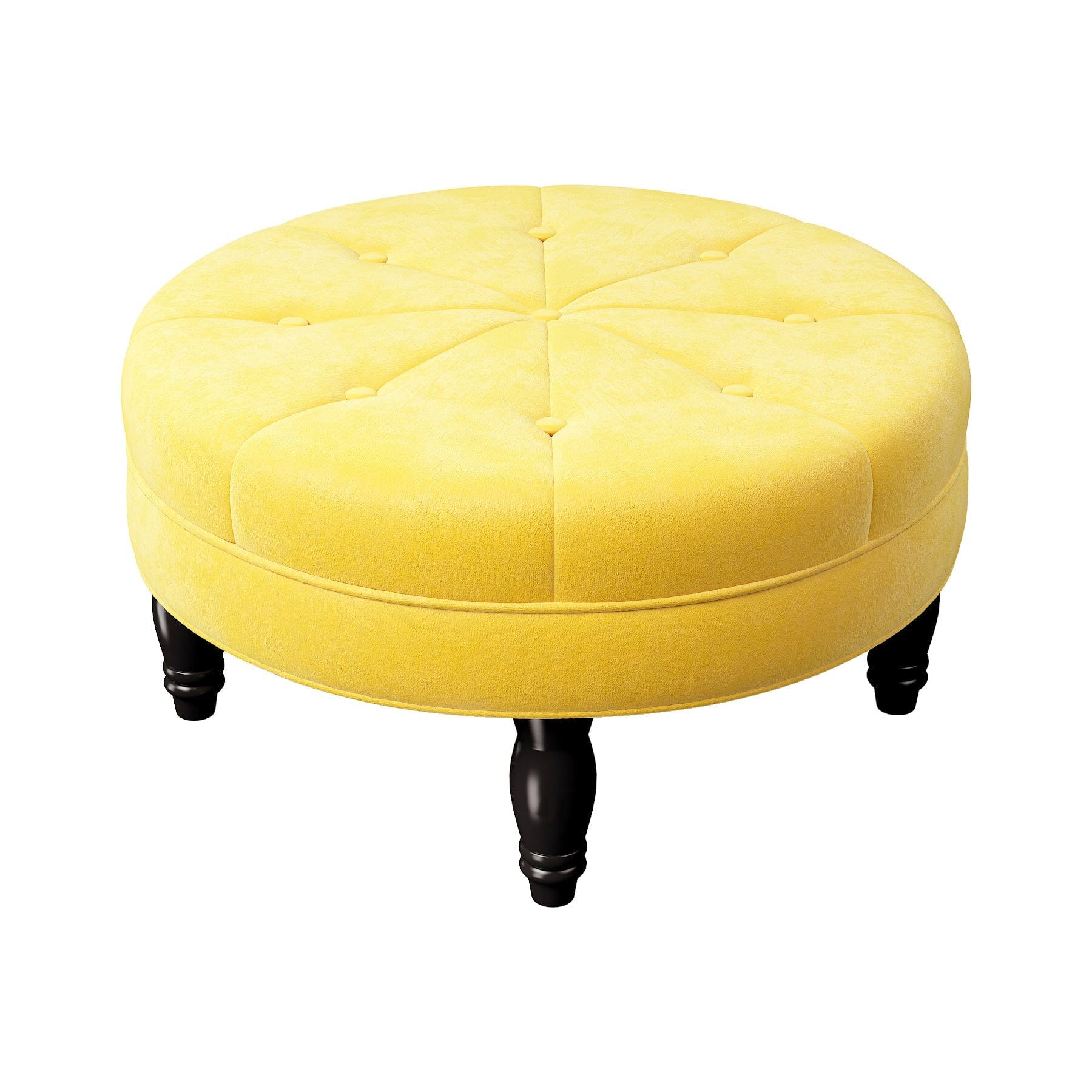 Round Velvet Tufted Buttoned Footstool, ZH0826 Living and Home