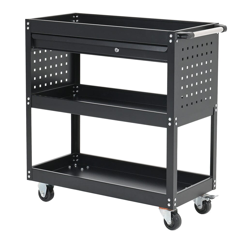 3 Tier Rolling Tool Cart with Lockable Drawer Tool Storage Cabinets Living and Home