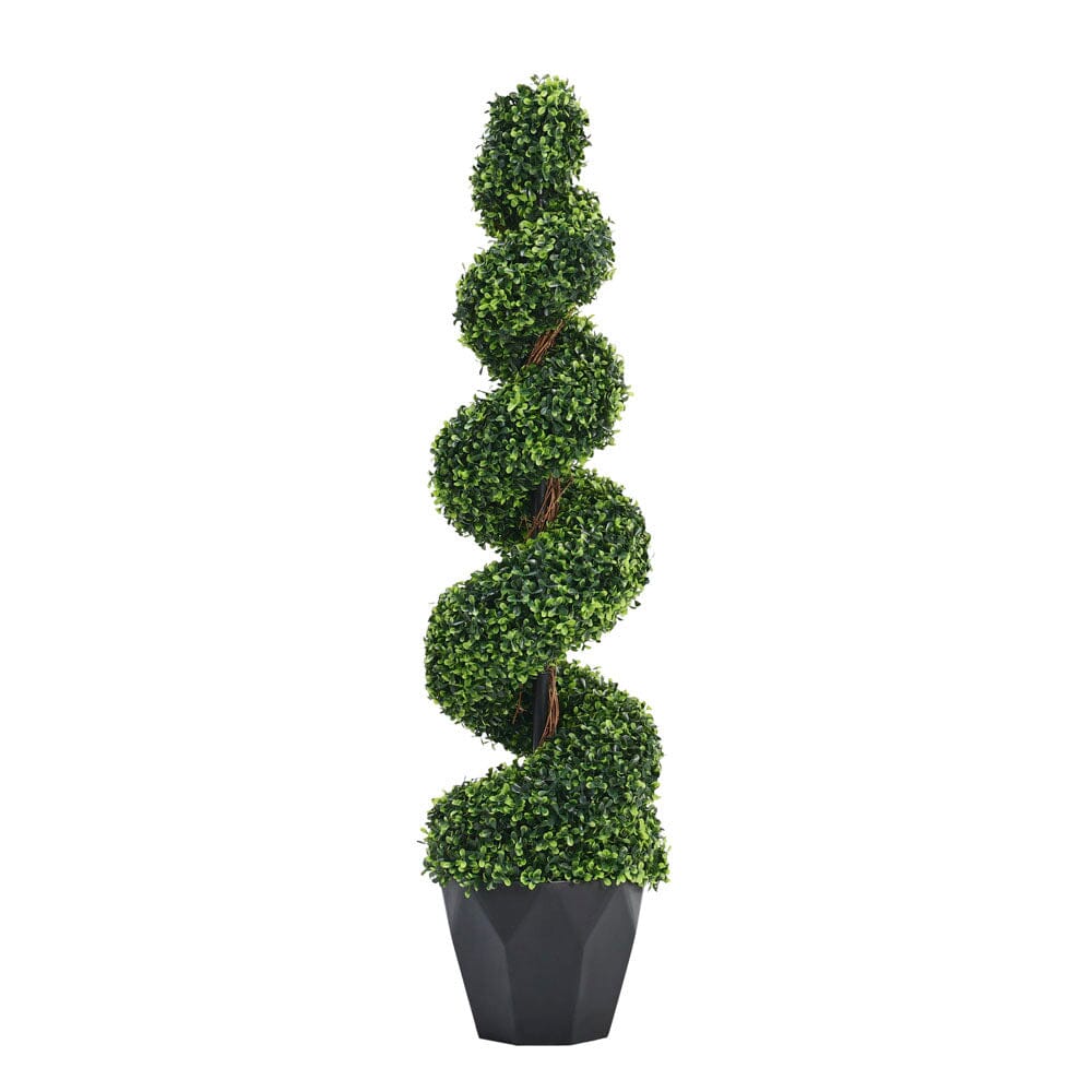 2 Pack Artificial Topiary Spiral Boxwood Tree Fake Plant Artificial Plants Living and Home