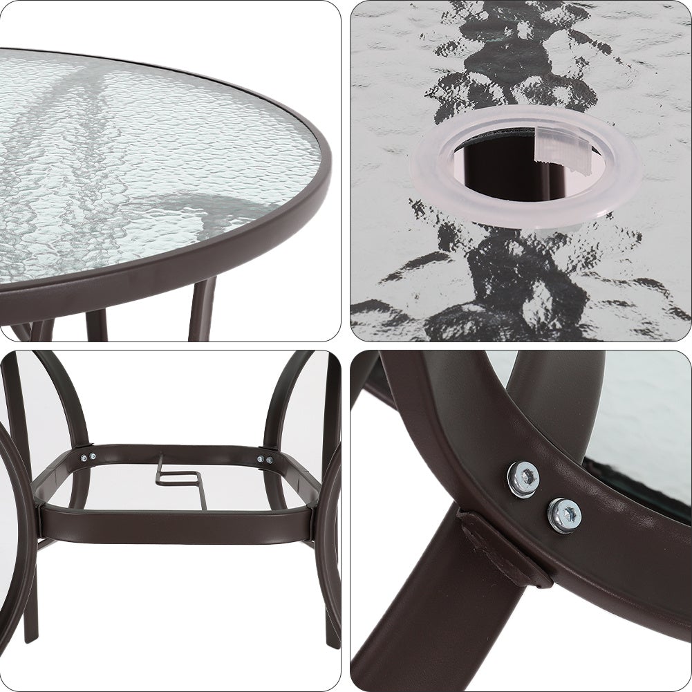 Garden Ripple Round Table With Umbrella Hole Or 4/6 Stacking Chairs GARDEN DINING SETS