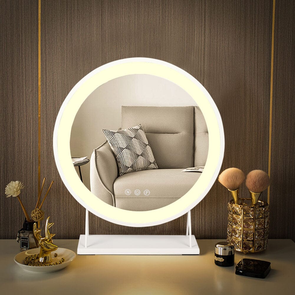 Contemporary Round Vanity Mirror with LED Lights Living and Home