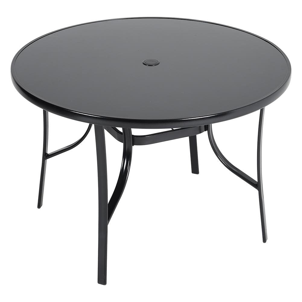 Patio Table Garden Coffee Table Dining Table with Umbrella Stand Hole Garden Dining Table
