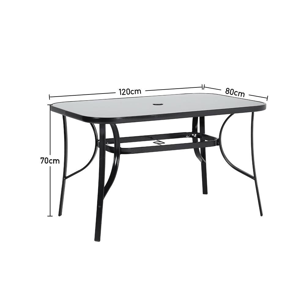 Garden Rectangular Tempered Glass Table and Rattan Chairs GARDEN DINING SETS