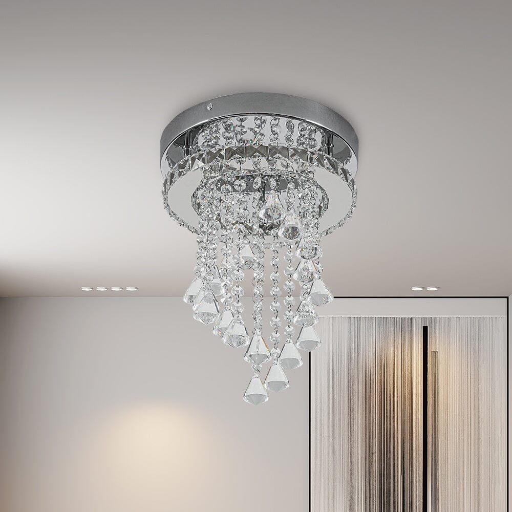 Modern Crystal Ceiling Light with Droplets Cool White Living and Home