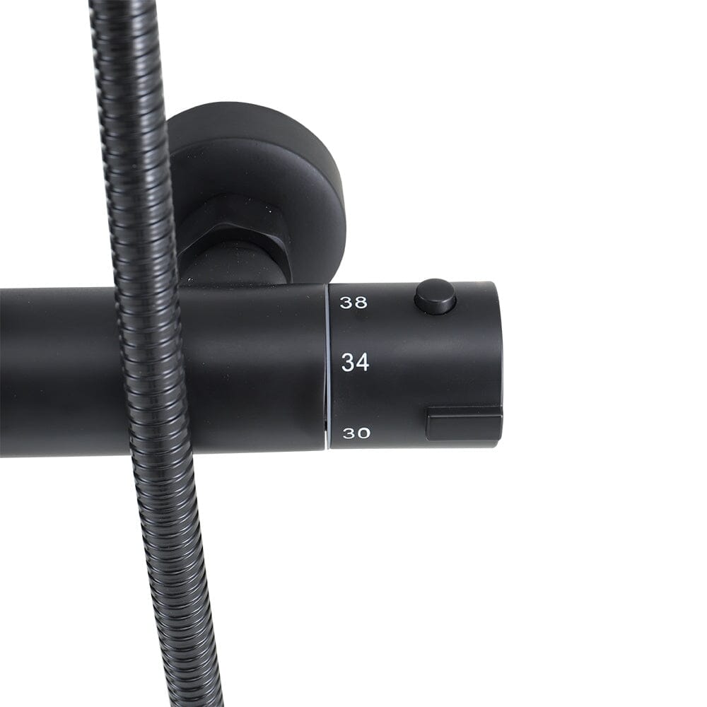 Black Round Shower Head Shower Mixer Set Shower Systems Living and Home