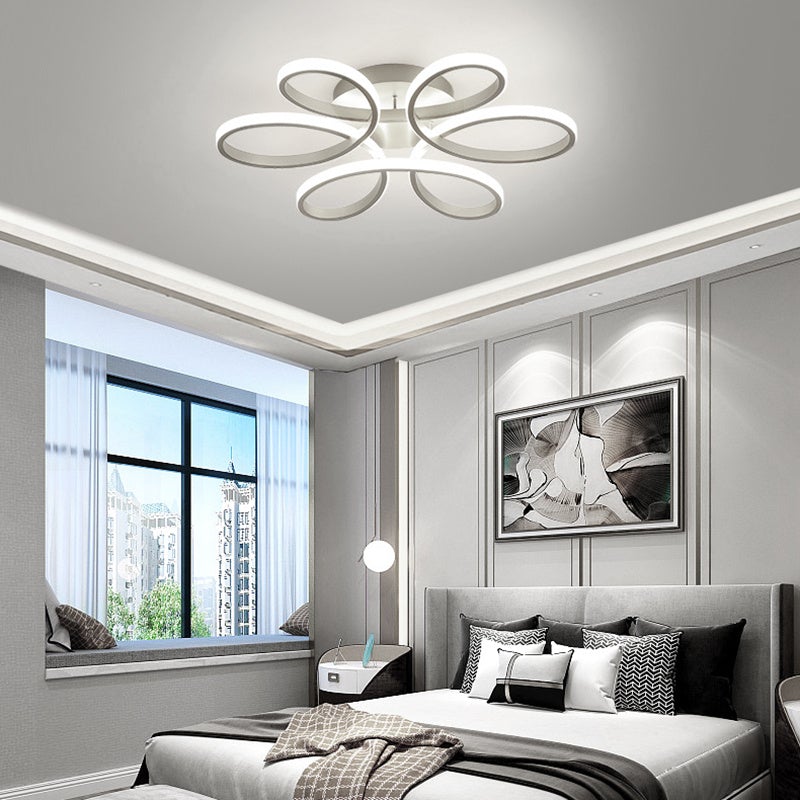 Floral 6 Rings Modern LED Ceiling Light Non-Dimmable Petal Flower-Shaped Light Ceiling Light Living and Home